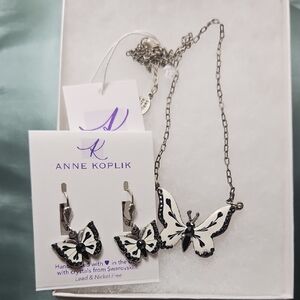 Black and White Butterfly Necklace